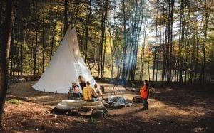 campsite with teepee