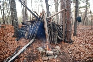 wooded makeshift hut