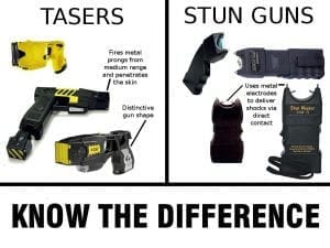 List of differences in tasers and stun guns