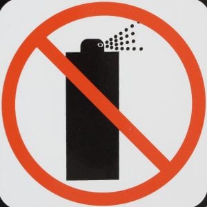Sign prohibiting pepper spray