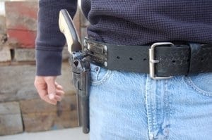 Closeup of a belt holster